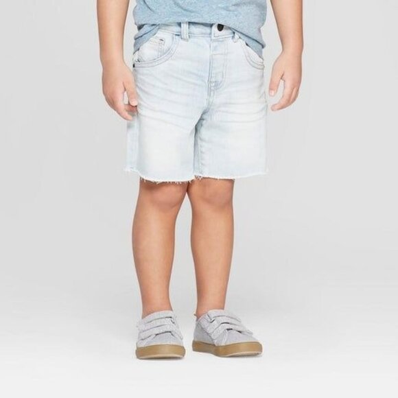 Kids Light Wash Denim Shorts W/ Raw Hem 12M - Picture 1 of 1